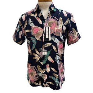 NWT Blue Tropical Cotton Blend European Slim Fit. Size - L